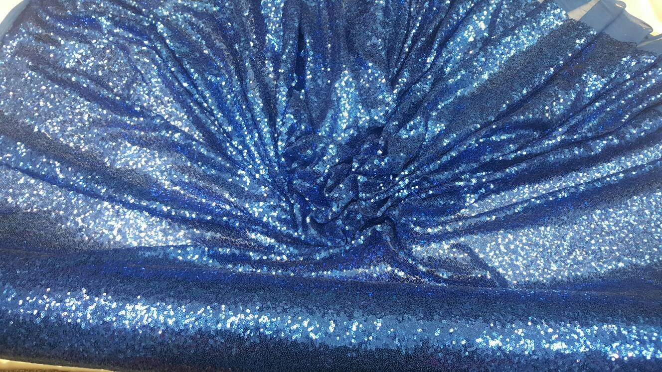 Royal blue Sequin on 1 way stretch mesh glitz sequin fabric sold by the yard wedding decoration party clothing shining draping