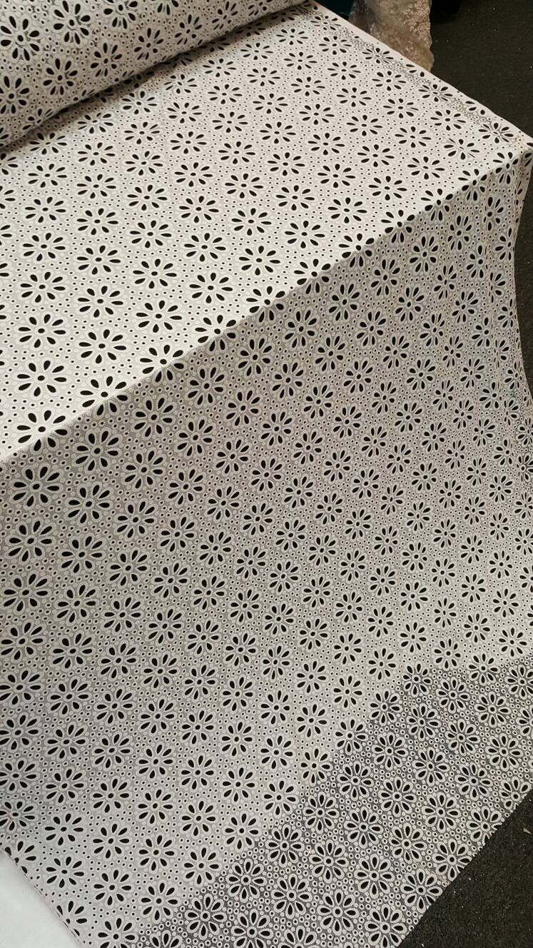 White and Black stretch lace floral flowers embroidered nylon Prom fabric sold by the yard gown Quinceañera bridal Evening dress decoration