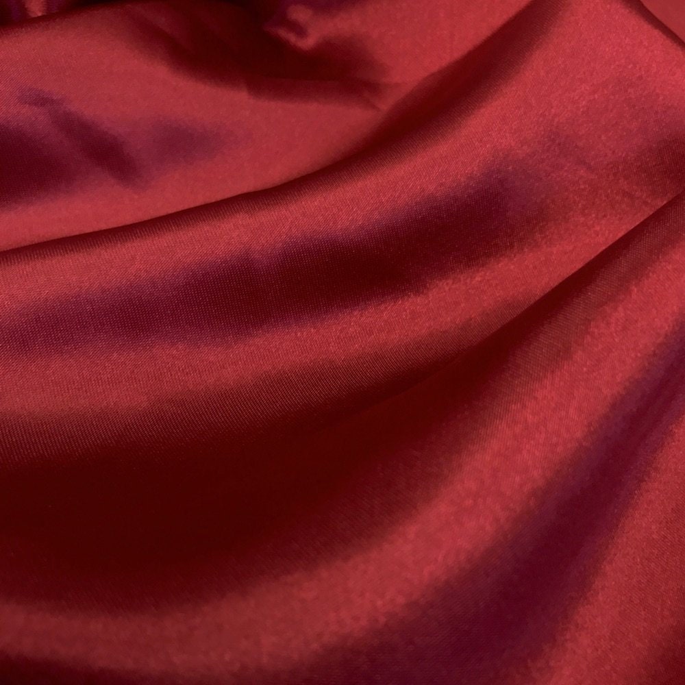Burgundy Silk Satin 1 Way Stretch Soft Flowy Charmeuse Bridal Satin Fabric for Wedding, Apparel, Crafts, Decor, Costumes (Burgundy, 1 Yard)