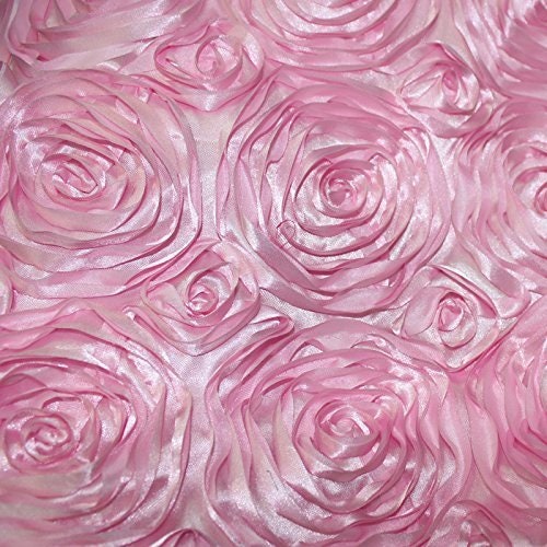 Rose Satin Fabric 3D 52 inches / 54 inches Width sold by the yard Pink floral flowers draping table cloths decoration clothing pink saten