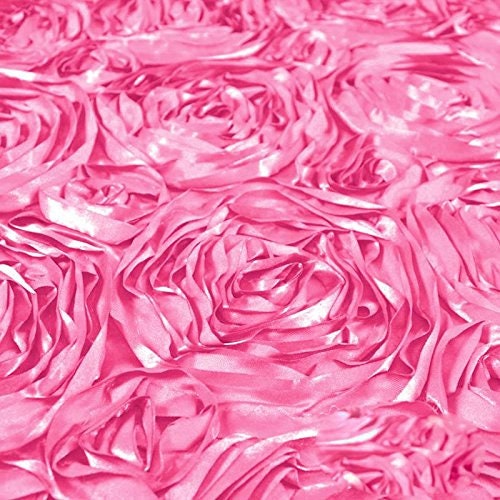 Pink Satin Rosette Fabric by the Yard - 1 Yard floral flowers decoration clothing draping dress party decoration