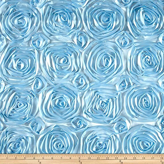 Wedding Rosette Satin Baby Blue Fabric by The Yard roses satin decoration draping table cloths clothing dancer fabric