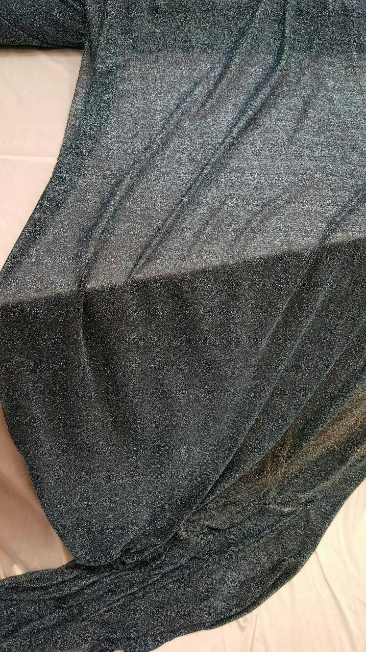 Black and Blue Stretch Sparkly Lame Blue Mylar Ligth Weight Fabric Sold by the Yard Gown Quinceañera Bridal Evening Dress Gorgeous Draping