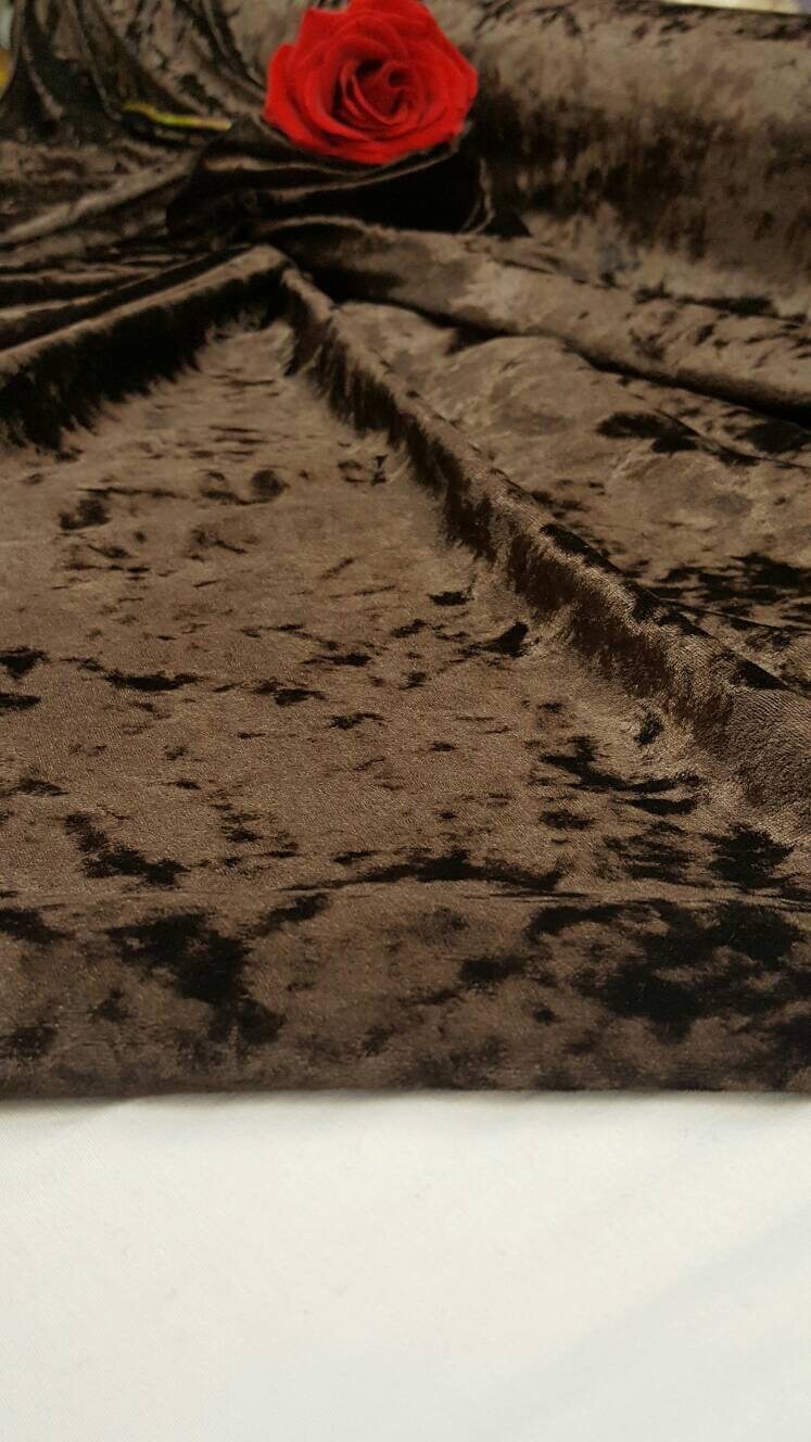 Brown Crushed Soft Stretch Velvet Fabric Sold by the Yard Gorgeous Draping Clothing Decoration Prom Evening Dress
