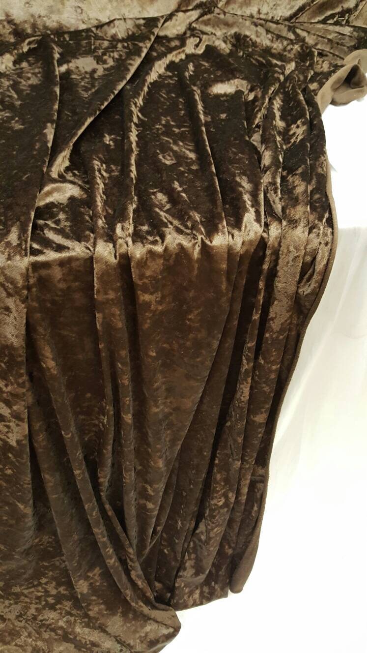 Brown Crushed Soft Stretch Velvet Fabric Sold by the Yard Gorgeous Draping Clothing Decoration Prom Evening Dress
