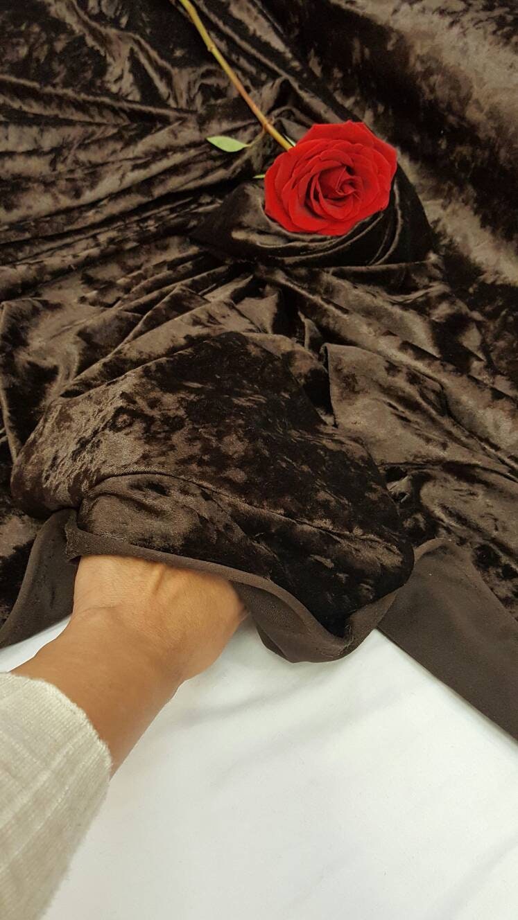 Brown Crushed Soft Stretch Velvet Fabric Sold by the Yard Gorgeous Draping Clothing Decoration Prom Evening Dress