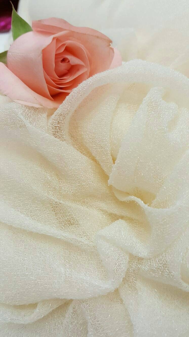 Ivory Stretch Lame Fabric Sold by the Yard Gown Bridal Decoration Draping Table Cloths Soft 4 Way Stretch off White Lame