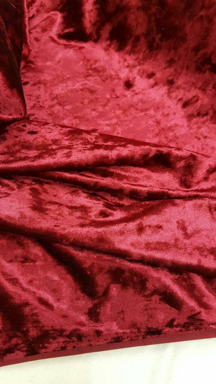 Burgundy Crushed Stretch Velvet Soft Luxurious Fabric Sold by the Yard Gown Quinceañera Bridal Evening Dress Gorgeous Decoration Draping