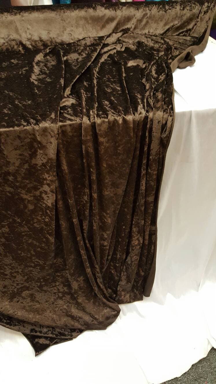 Brown Crushed Soft Stretch Velvet Fabric Sold by the Yard Gorgeous Draping Clothing Decoration Prom Evening Dress