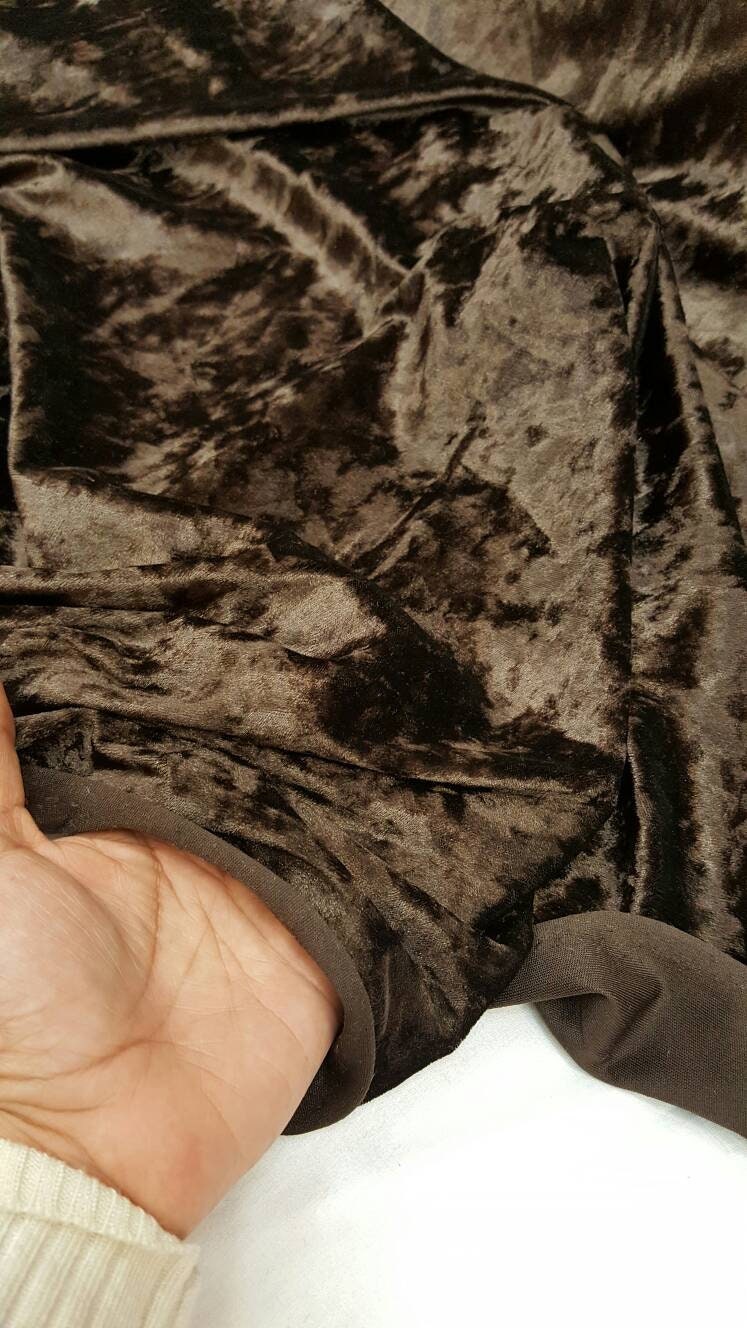 Brown Crushed Soft Stretch Velvet Fabric Sold by the Yard Gorgeous Draping Clothing Decoration Prom Evening Dress