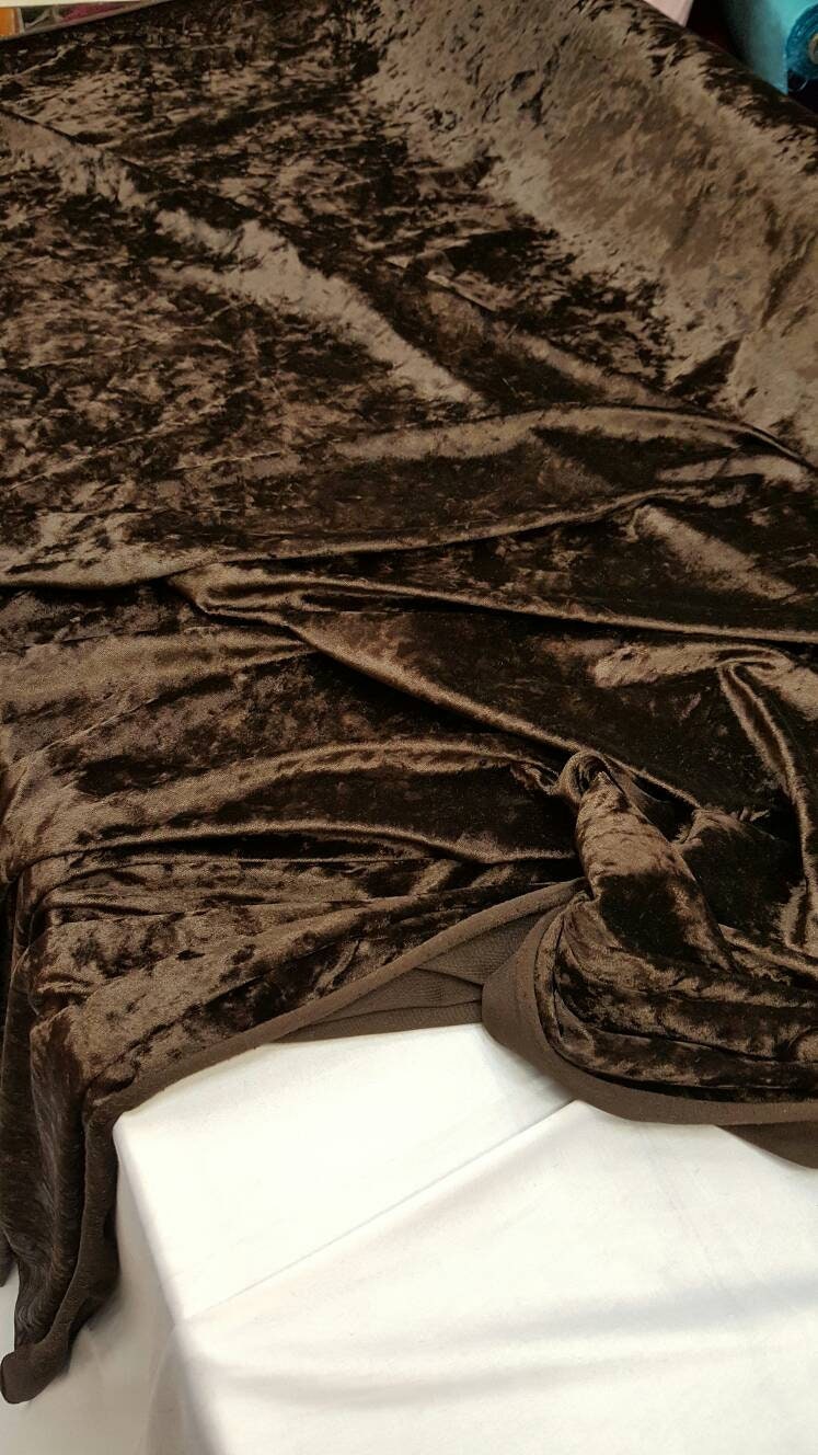 Brown Crushed Soft Stretch Velvet Fabric Sold by the Yard Gorgeous Draping Clothing Decoration Prom Evening Dress