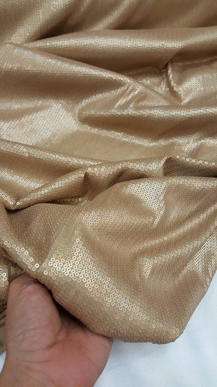 Champagne gold sequin stripes on 1 way stretch fabric sold by the yard dancer clothing decoration tablecloths party Prom dress draping