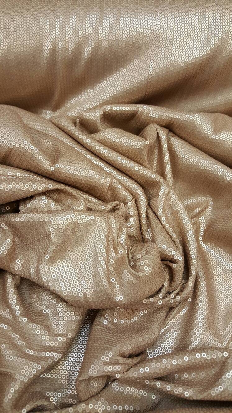 Champagne gold sequin stripes on 1 way stretch fabric sold by the yard dancer clothing decoration tablecloths party Prom dress draping