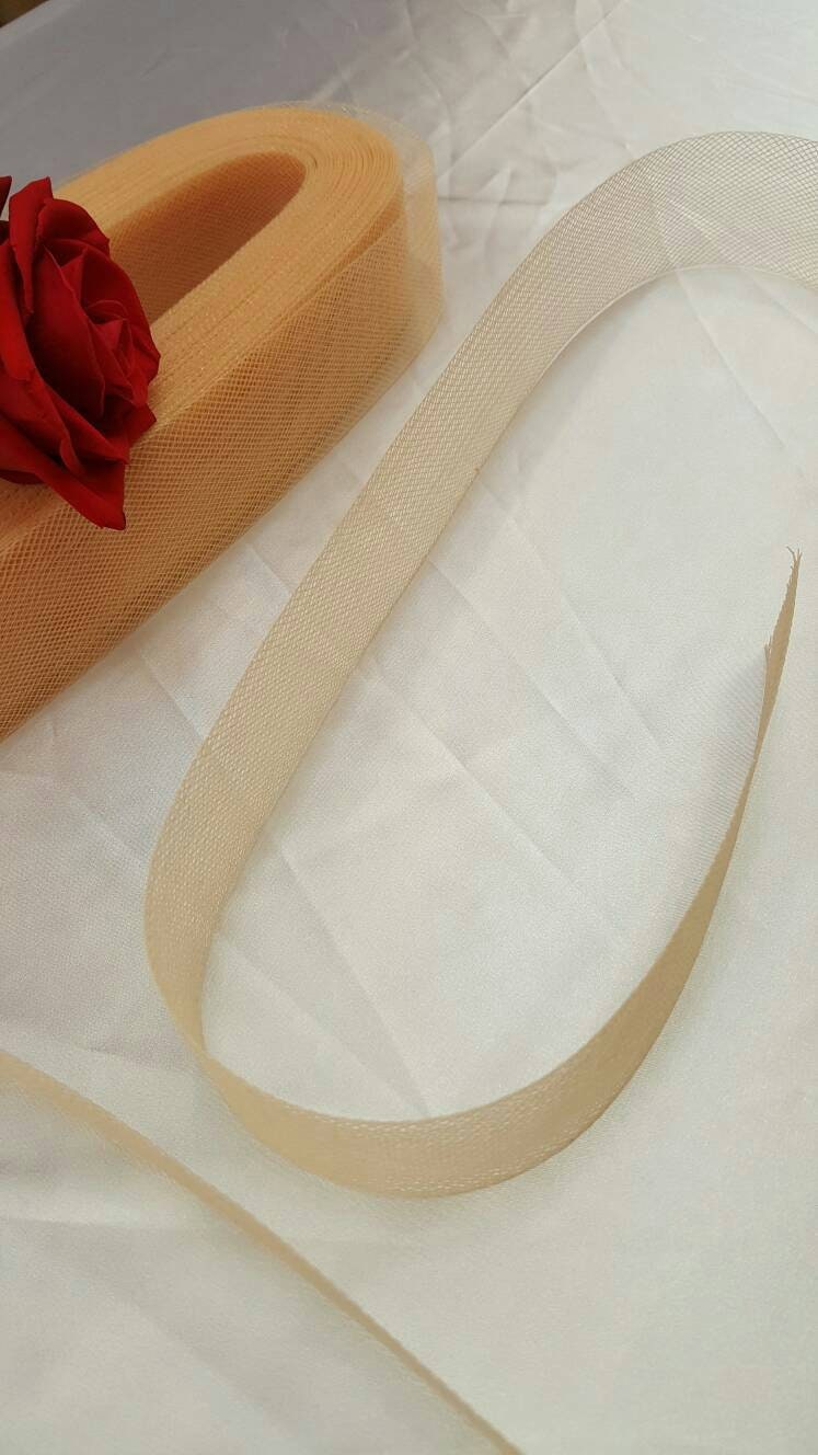 10 Yards Champagne Nude 2" Horsehair Bridal or Crinoline Trim Netting Help to Keep Their Shape Fabric Sold by 10 Yards