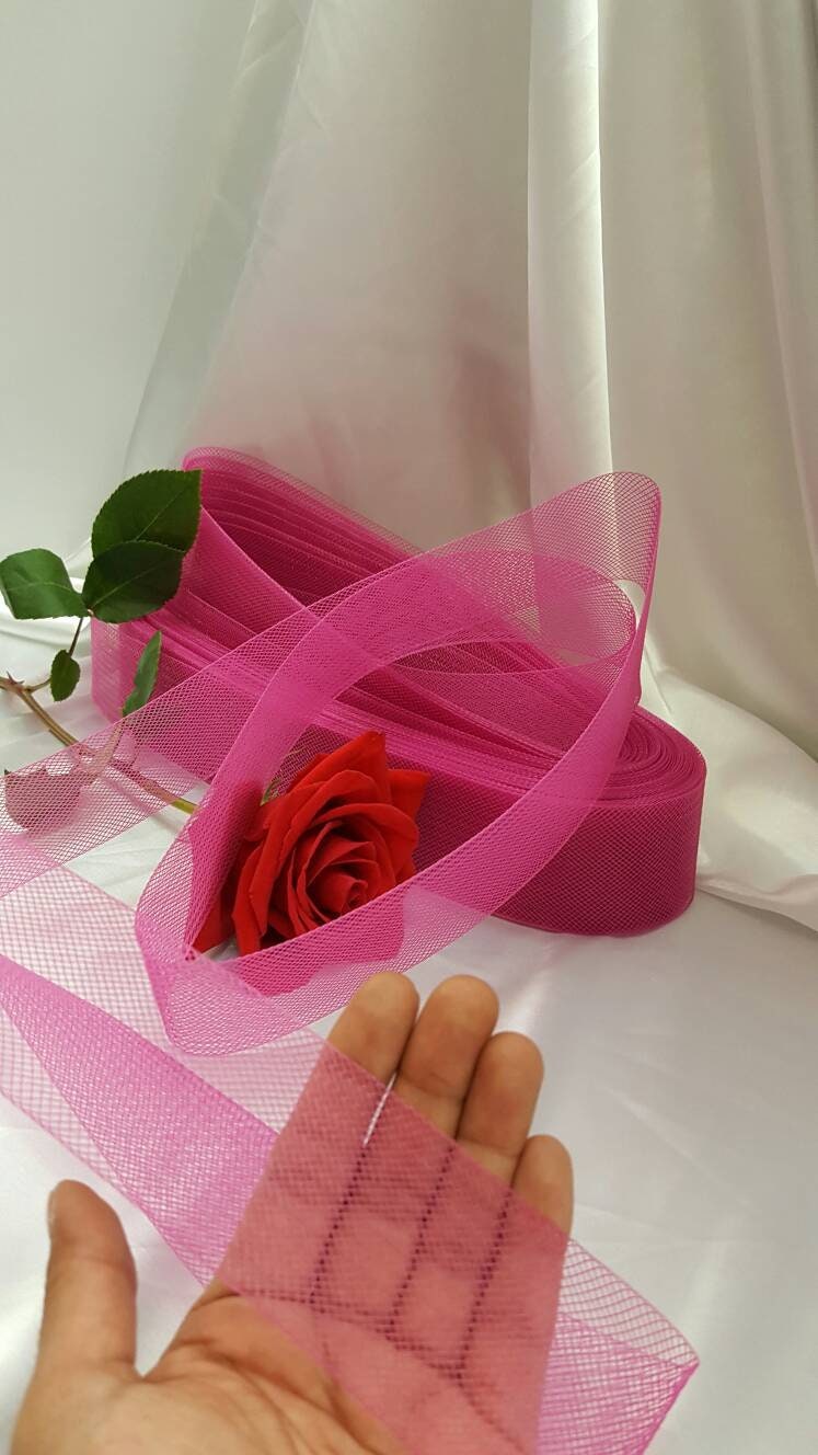 2" Hot Pink Horsehair Braid or Crinoline Trim Netting to Help Keep Their Shape Fabric Sold by 10 Yards
