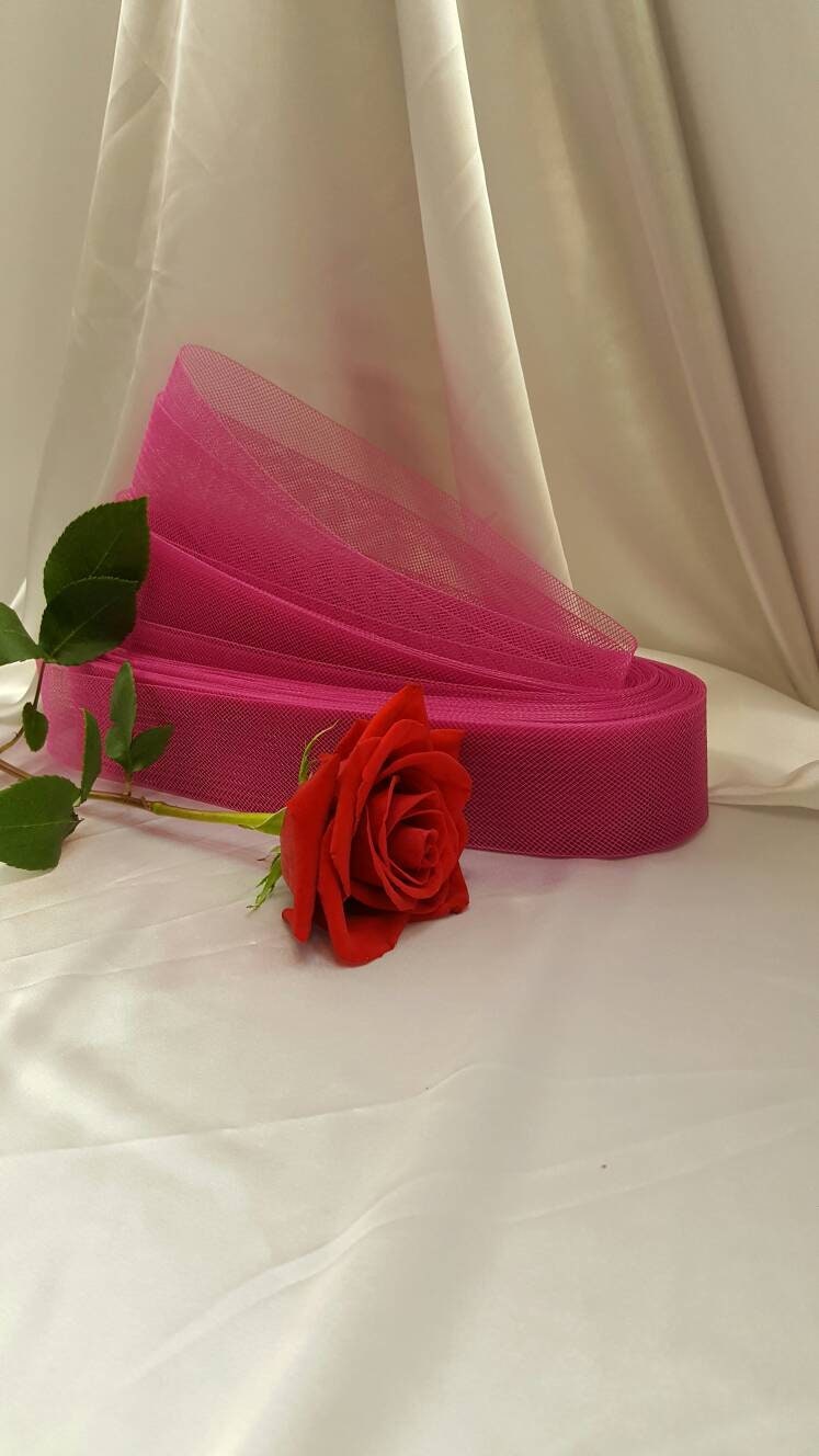 2" Hot Pink Horsehair Braid or Crinoline Trim Netting to Help Keep Their Shape Fabric Sold by 10 Yards