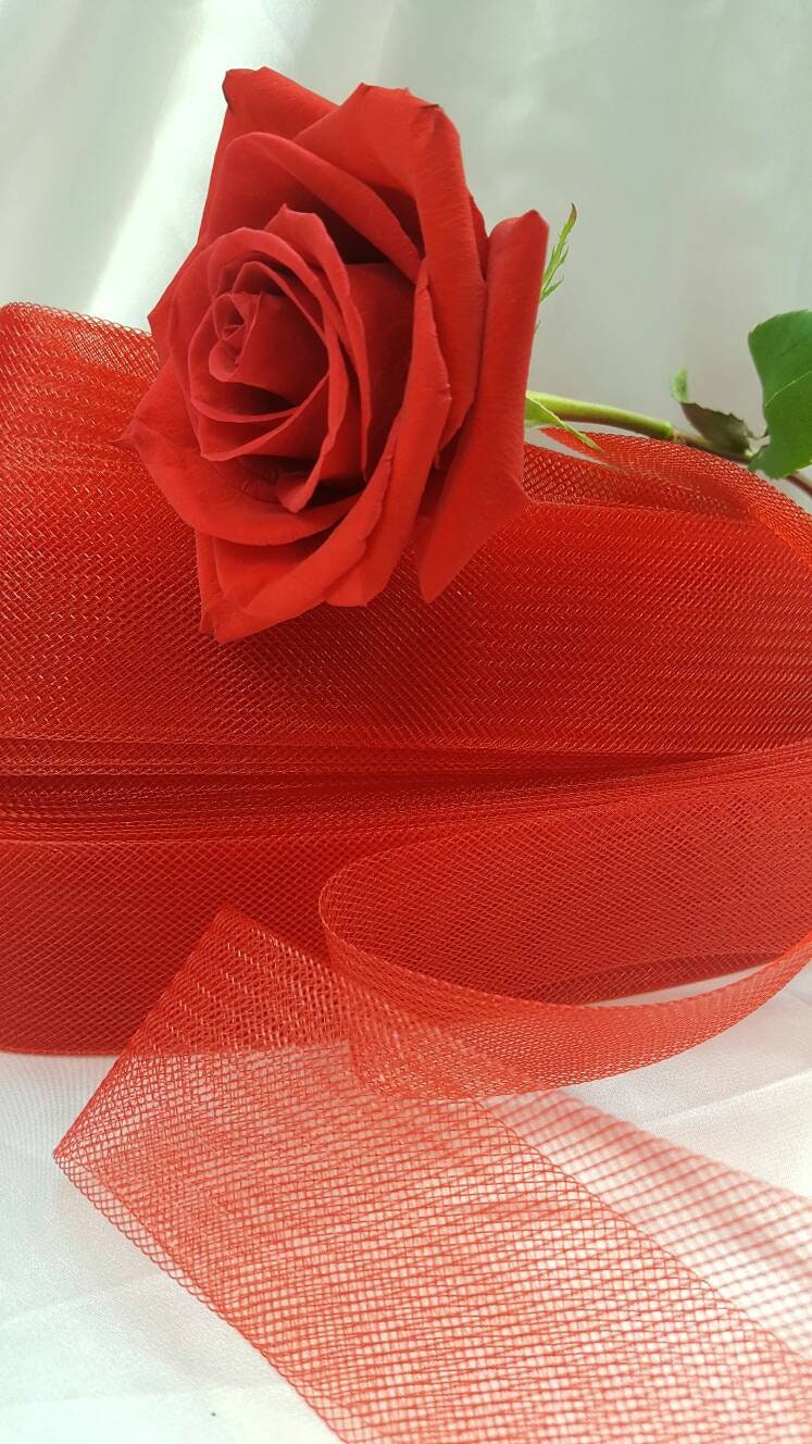 2" Horsehair Braid or Crinoline Trim Netting Keep Their Shape Fabric Sold by the 10 Yards Red stiff rigid