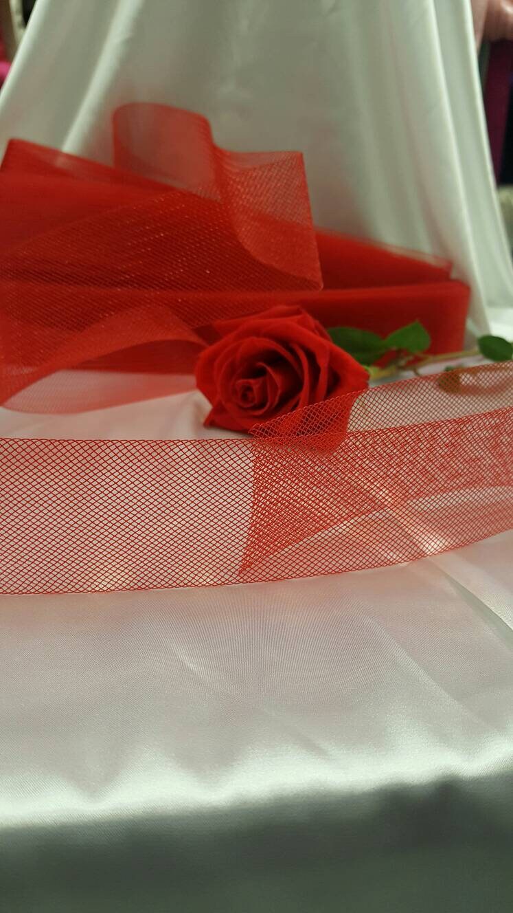 2" Horsehair Braid or Crinoline Trim Netting Keep Their Shape Fabric Sold by the 10 Yards Red stiff rigid