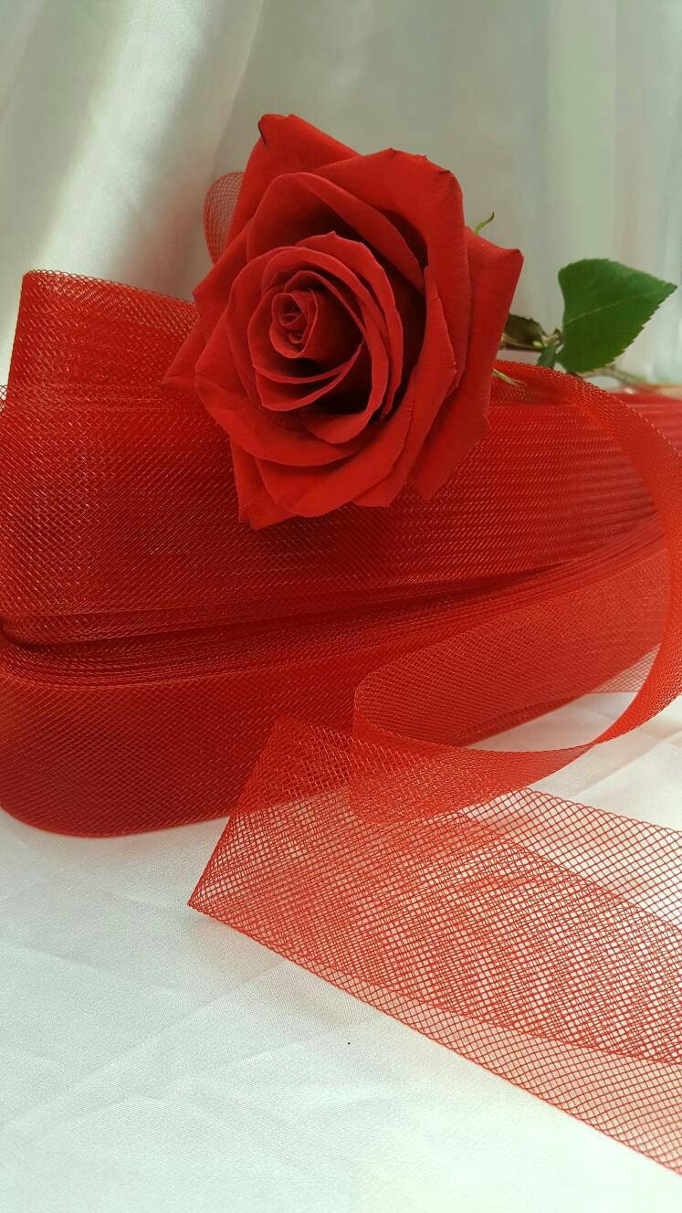 2" Horsehair Braid or Crinoline Trim Netting Keep Their Shape Fabric Sold by the 10 Yards Red stiff rigid