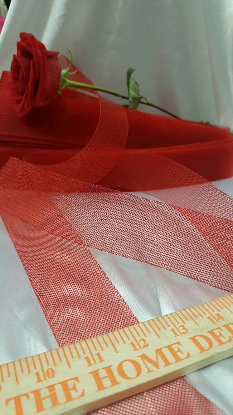 2" Horsehair Braid or Crinoline Trim Netting Keep Their Shape Fabric Sold by the 10 Yards Red stiff rigid