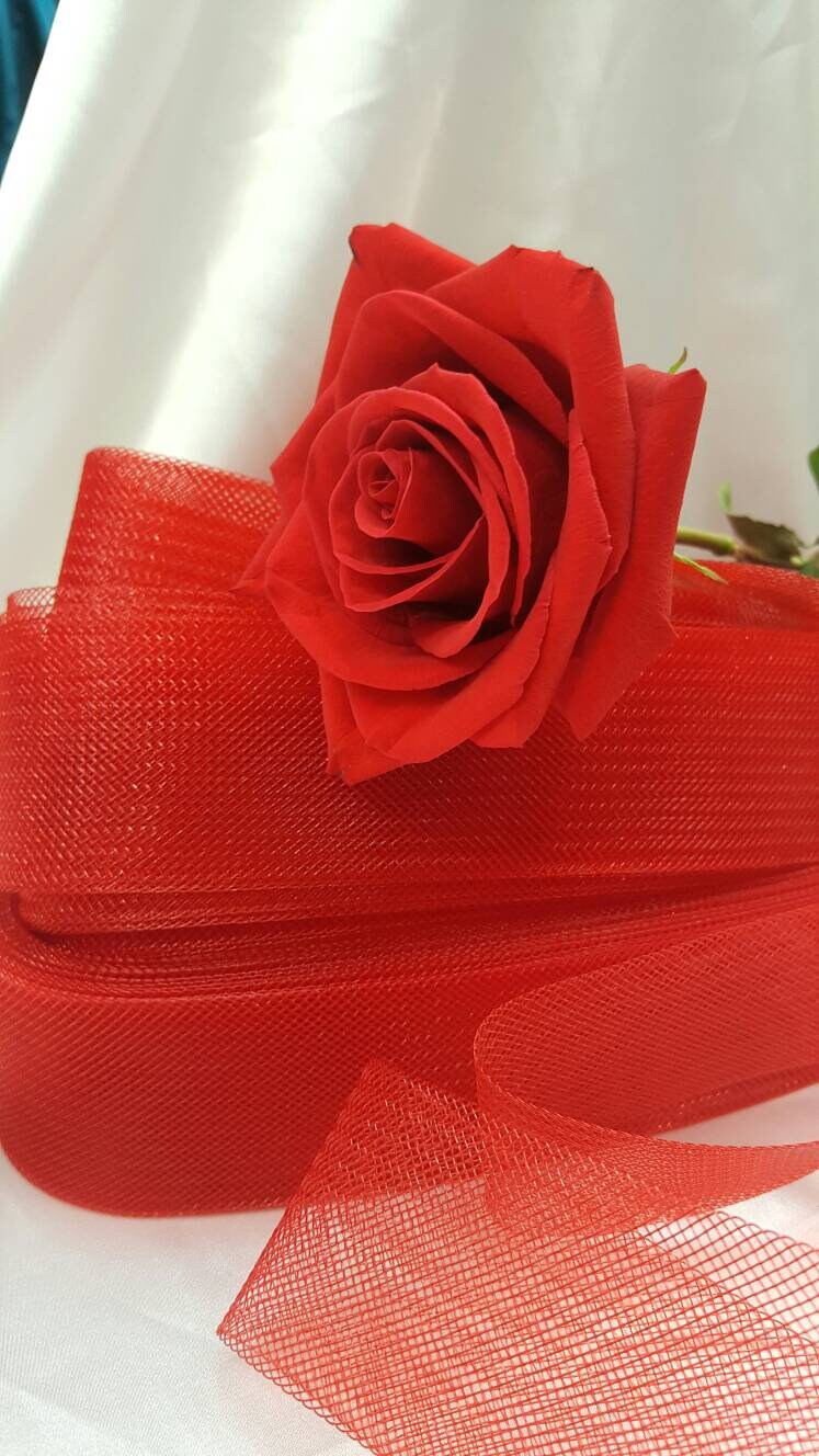 2" Horsehair Braid or Crinoline Trim Netting Keep Their Shape Fabric Sold by the 10 Yards Red stiff rigid
