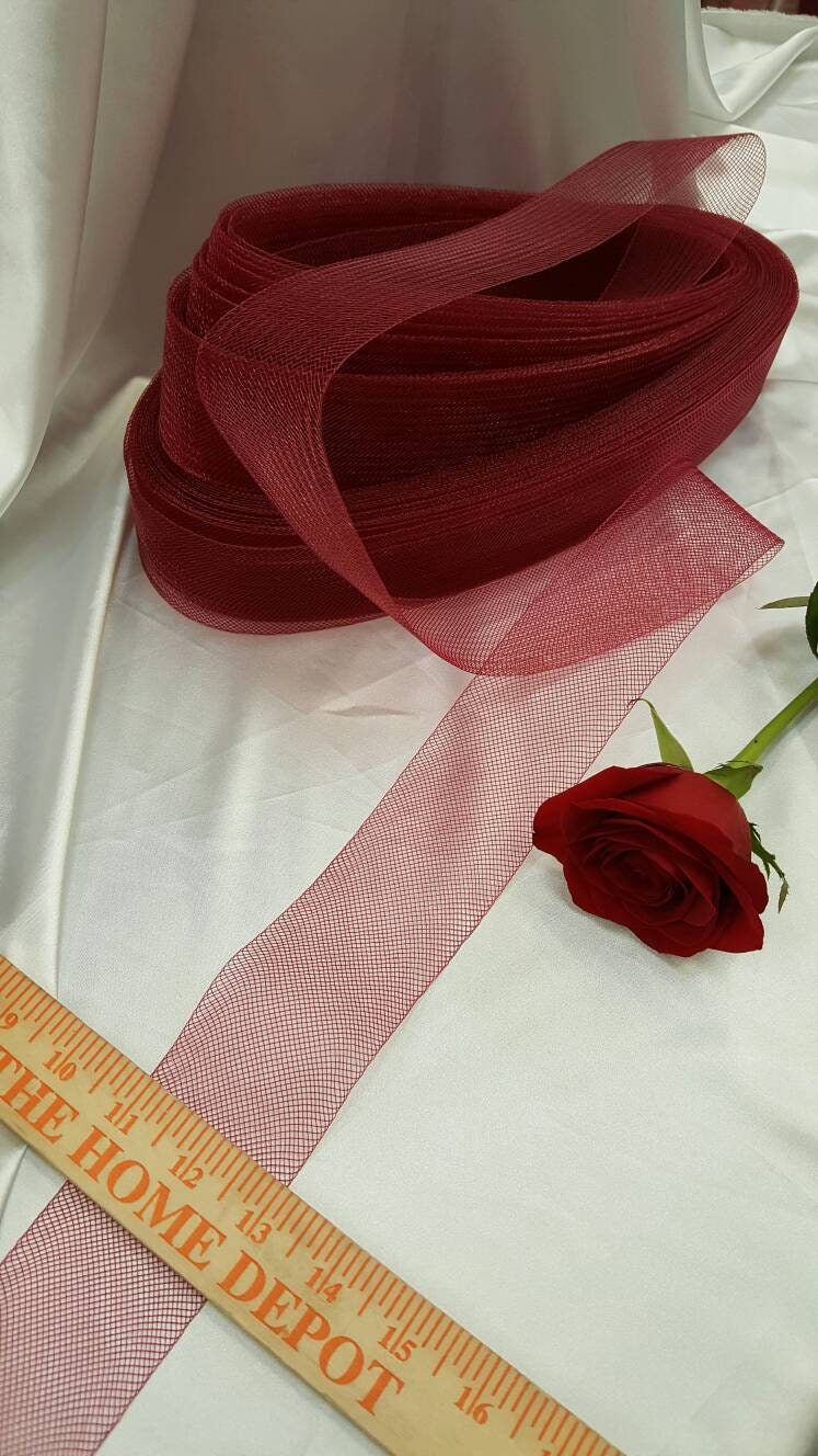 2" Horsehair Braid or Crinoline Trim Netting Keep Their Shape Fabric Sold by the 10 Yards Burgundy stiff rigid