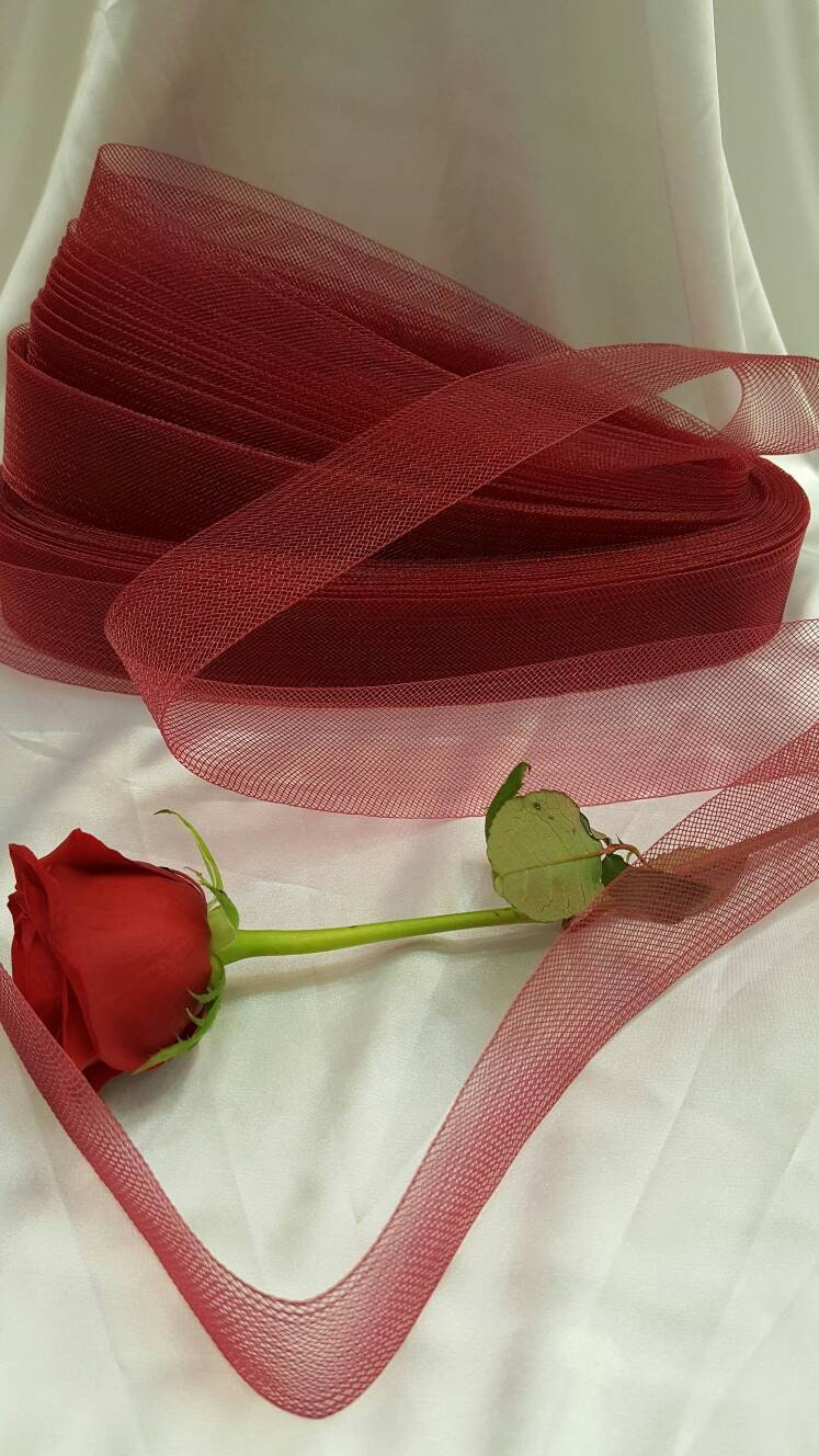 2" Horsehair Braid or Crinoline Trim Netting Keep Their Shape Fabric Sold by the 10 Yards Burgundy stiff rigid