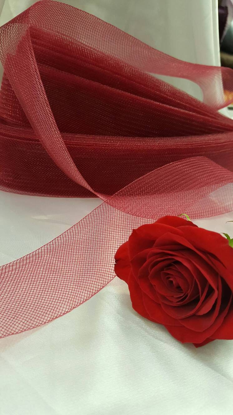 2" Horsehair Braid or Crinoline Trim Netting Keep Their Shape Fabric Sold by the 10 Yards Burgundy stiff rigid