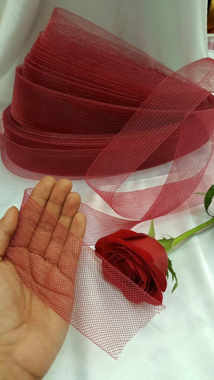 2" Horsehair Braid or Crinoline Trim Netting Keep Their Shape Fabric Sold by the 10 Yards Burgundy stiff rigid