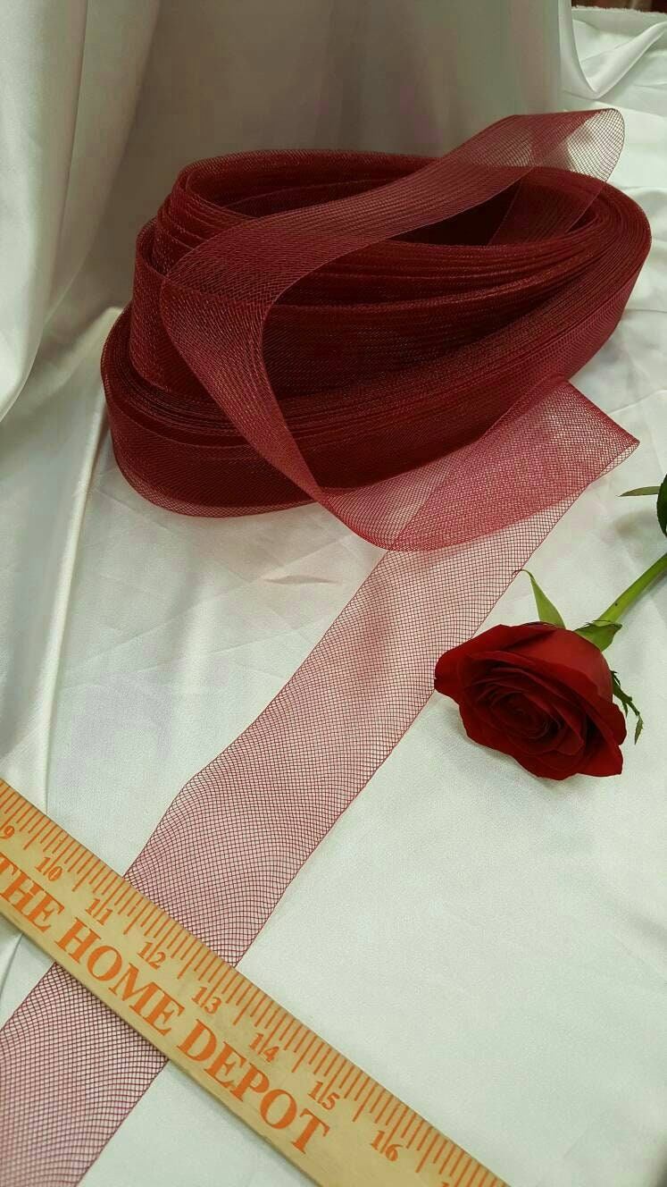 2" Horsehair Braid or Crinoline Trim Netting Keep Their Shape Fabric Sold by the 10 Yards Burgundy stiff rigid
