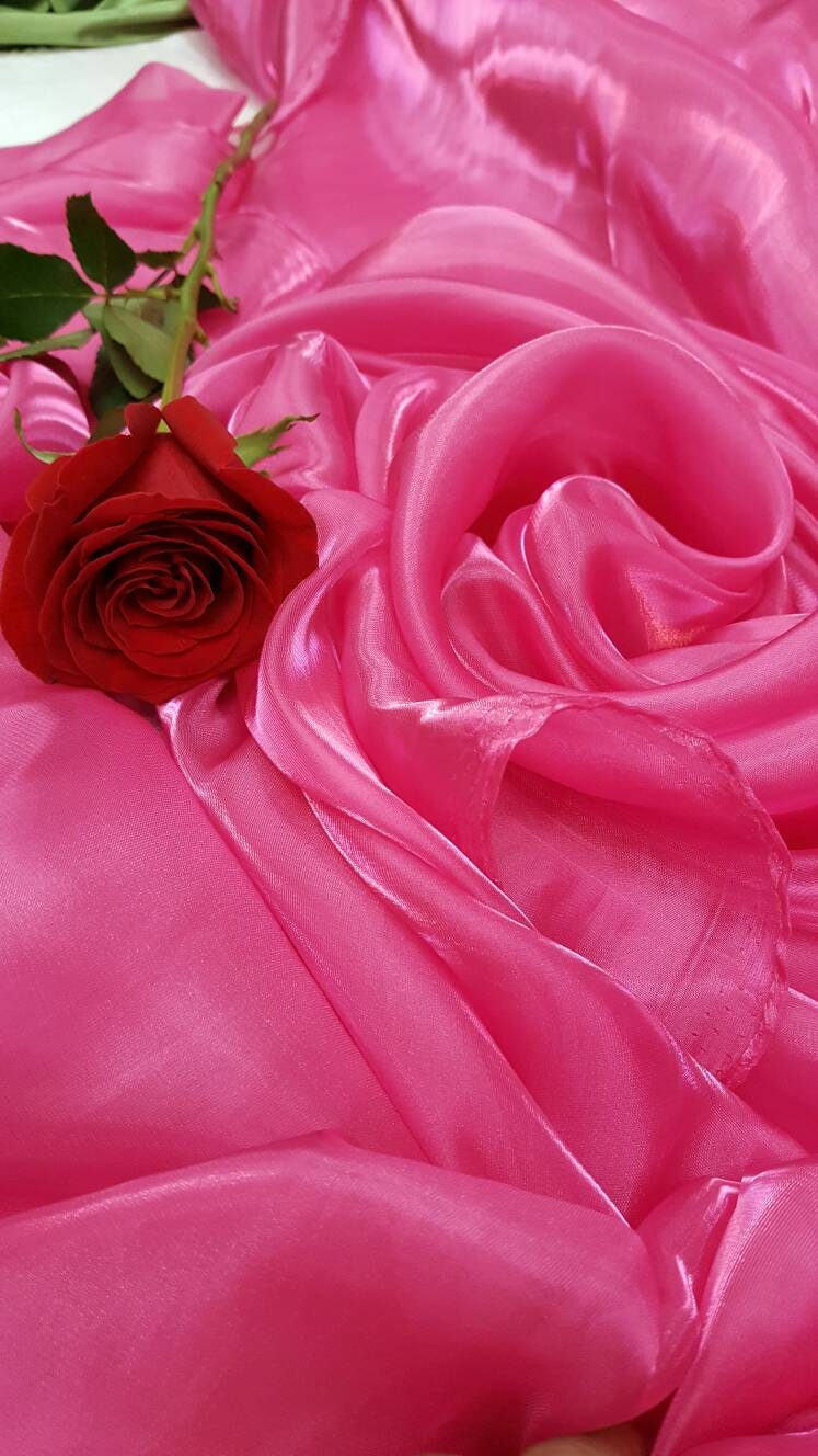 Hot Pink Silk Organza Iridescent Sheer Fabric - Sold By The Yard - 54 Inches Width