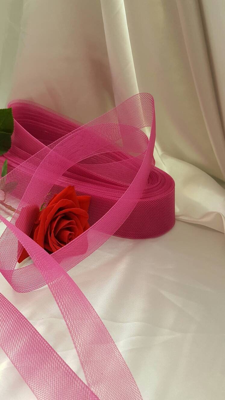 2" Hot Pink Horsehair Braid or Crinoline Trim Netting to Help Keep Their Shape Fabric Sold by 10 Yards