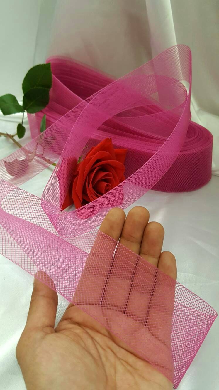 2" Hot Pink Horsehair Braid or Crinoline Trim Netting to Help Keep Their Shape Fabric Sold by 10 Yards