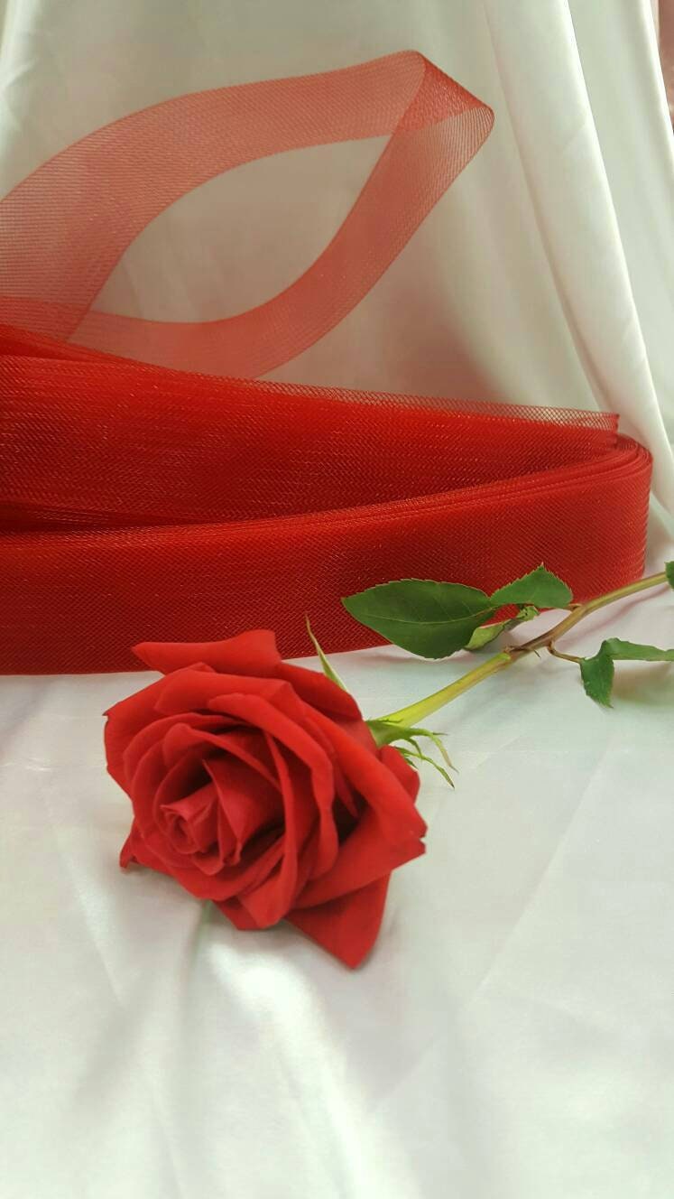 2" Horsehair Braid or Crinoline Trim Netting Keep Their Shape Fabric Sold by the 10 Yards Red stiff rigid