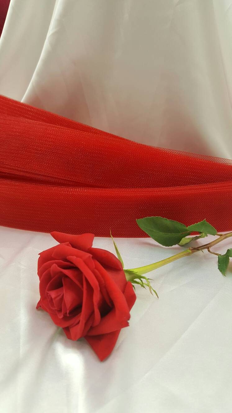 2" Horsehair Braid or Crinoline Trim Netting Keep Their Shape Fabric Sold by the 10 Yards Red stiff rigid