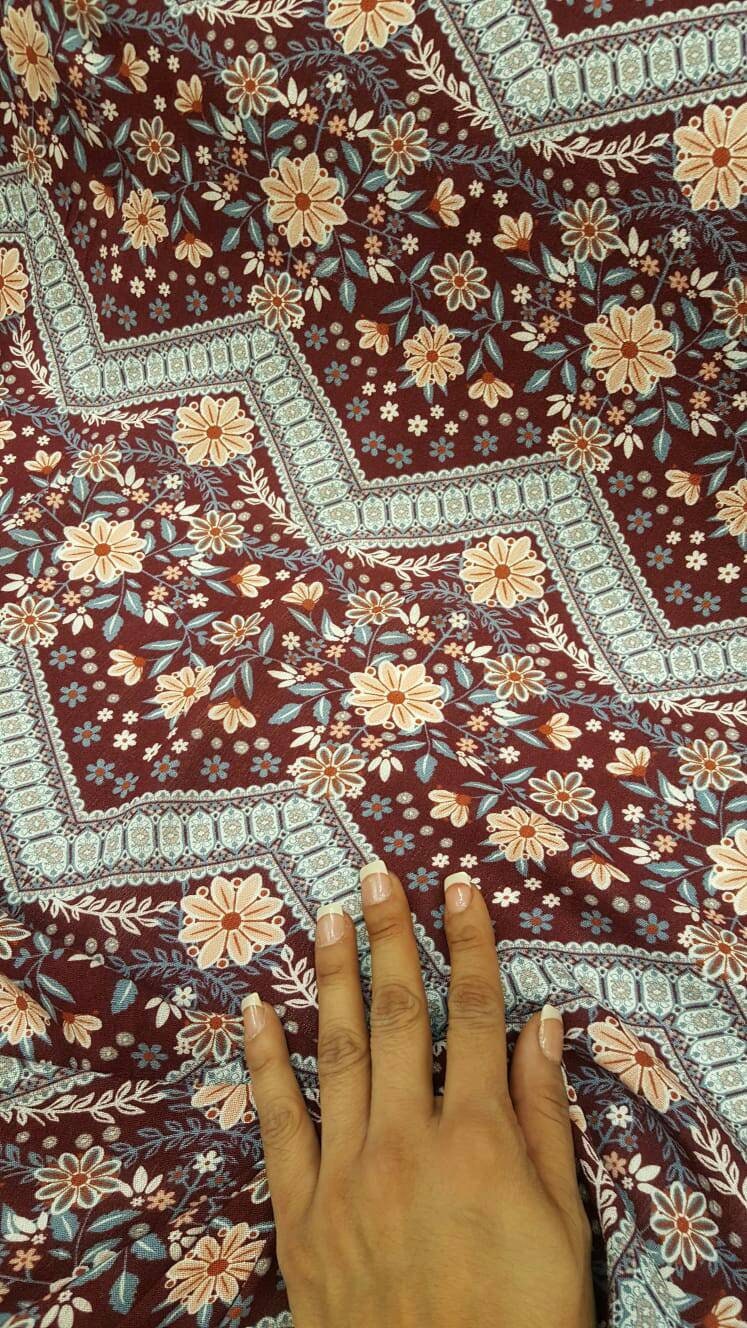 Rayon challis burgundy gray peach floral flowers chevron fabric sold by the yard soft flowy organic kids dress draping decoration clothing