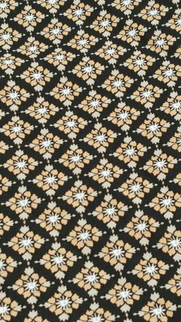 Rayon challis Tiny floral flowers gray champagne Beige on black background Fabric by the yard soft flowy organic kids dress draping clothing
