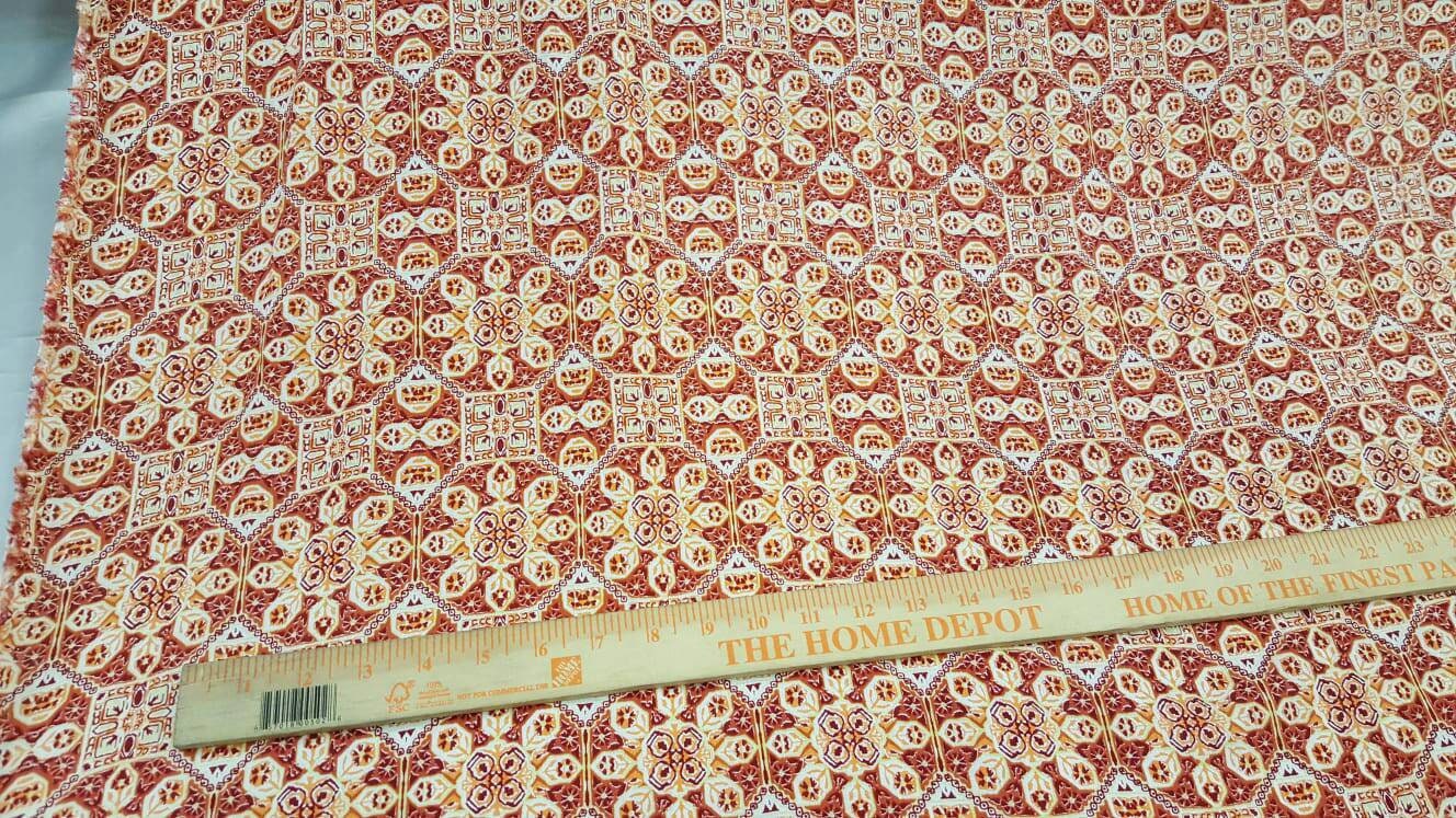 Rayon Challis Oranges Yellow Geometric Floral Print Fabric Sold By The Yard Soft Organic Kids Draping Decoration