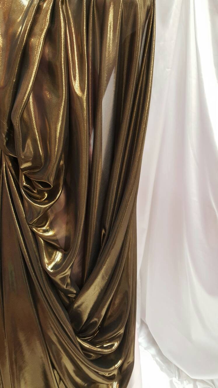 Gold Metallic Chiffon Silk Black Background Soft Flowy Prom Fabric Sold by the Yard Gown Quinceañera Bridal Decoration Draping