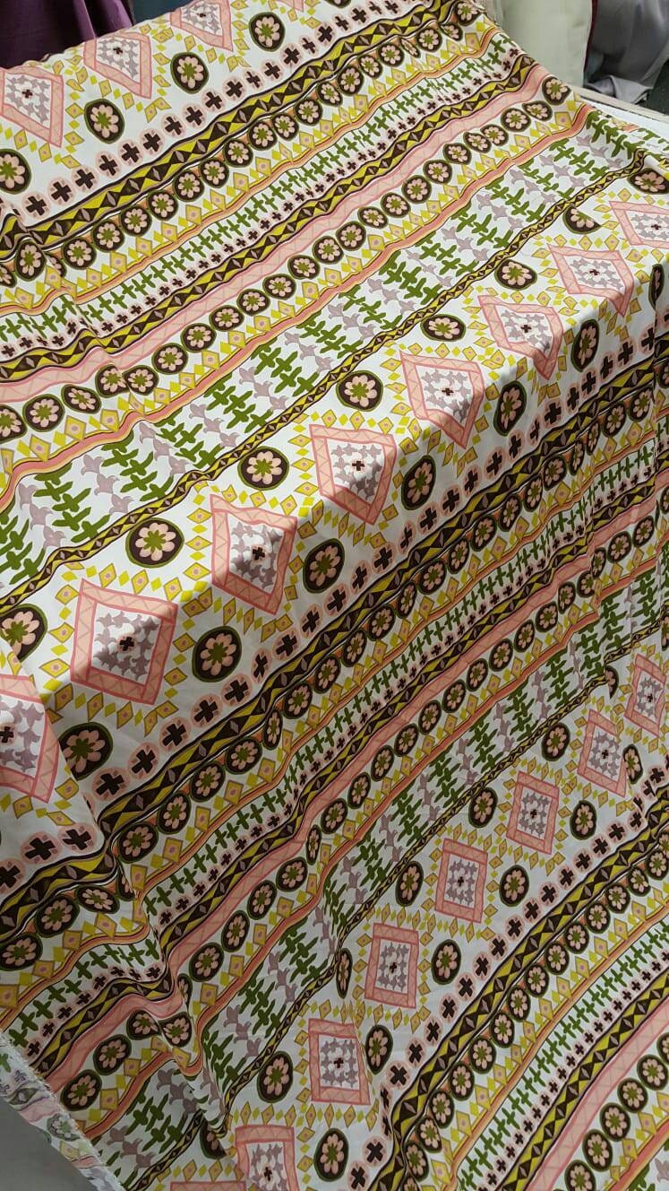 Rayon challis pastel geometric print 58 wide fabric for wedding decorations, tablecloths, curtain, panels special events, crafts kids flowy