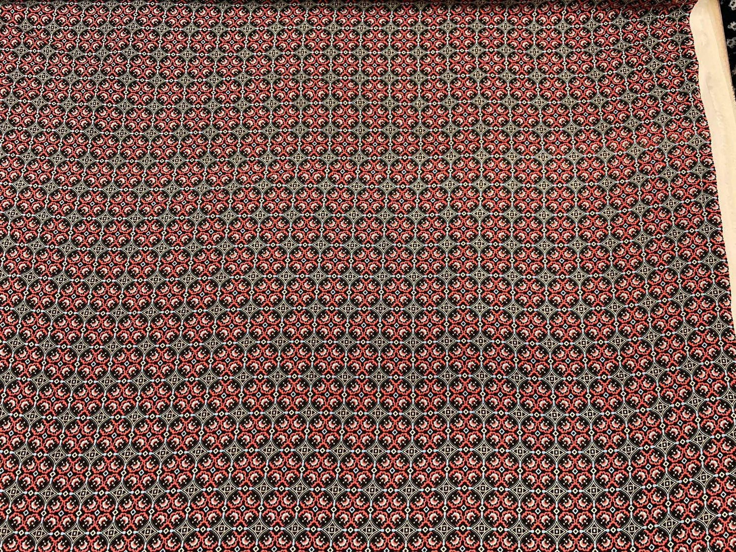 Rayon Challis Asian Inspired Print Fabric by the Yard 58 Inches Wide red black geometric soft flowy organic kids dress draping clothing