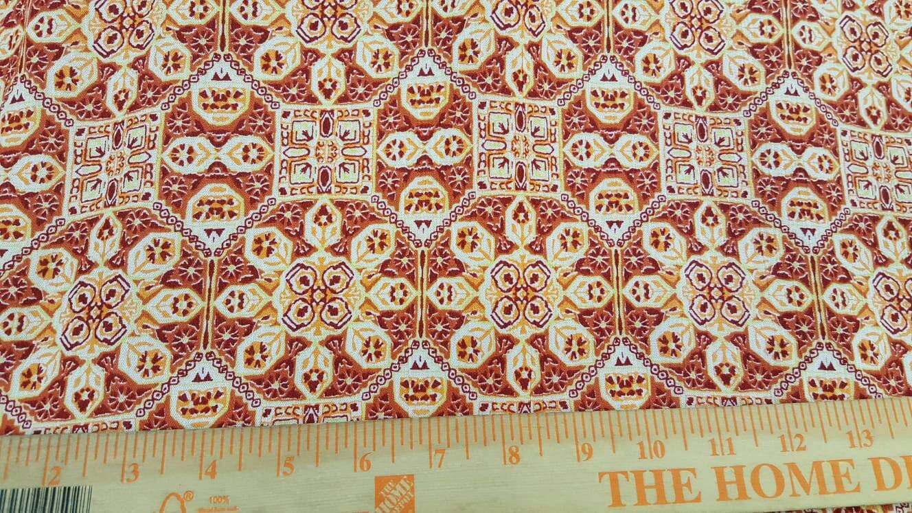 Rayon Challis Oranges Yellow Geometric Floral Print Fabric Sold By The Yard Soft Organic Kids Draping Decoration
