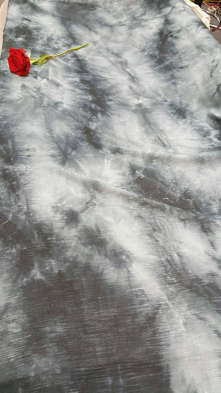 Rayon Challis Crepe Tie Dye Black And Gray Fabric Sold By The Yard Soft Organic Kids Draping Decoration Flowy Fabric