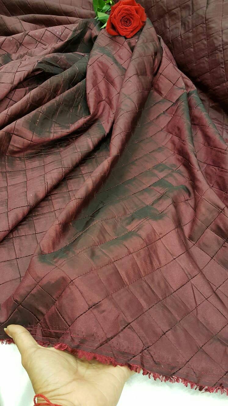Wine geometric square brocade Taffeta Prom Fabric Sold by the Yard Gown Quinceañera Bridal Evening Dress decoration draping