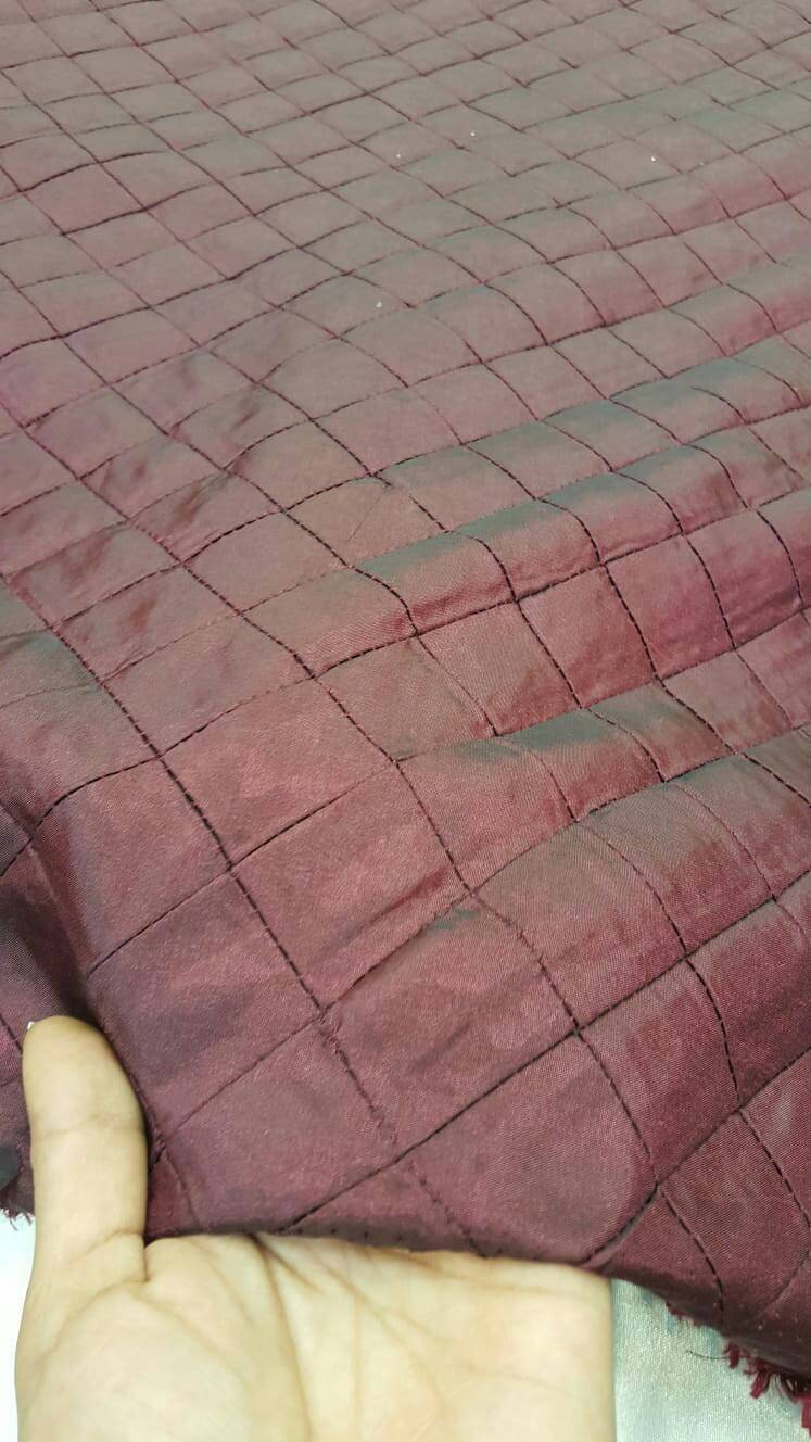 Wine geometric square brocade Taffeta Prom Fabric Sold by the Yard Gown Quinceañera Bridal Evening Dress decoration draping