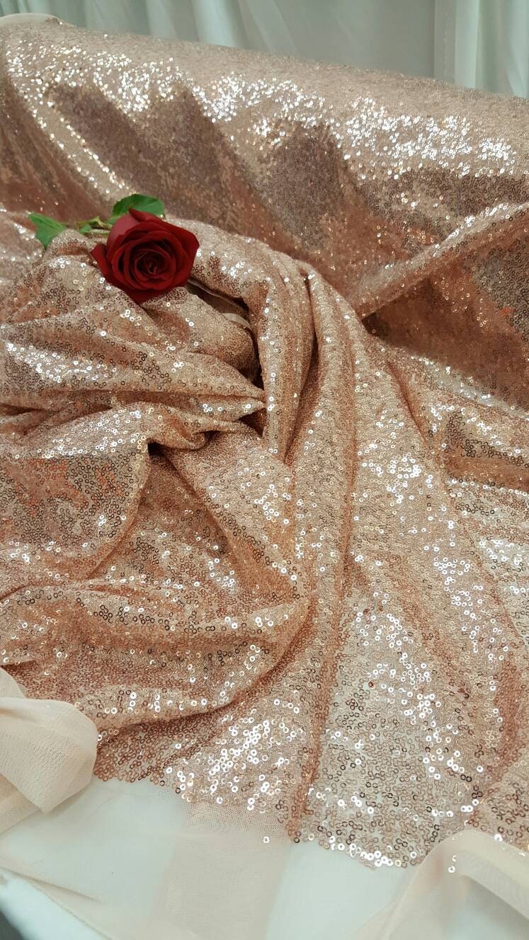 Champagne Gold Sequin Fabric By The Yard Glitz Sequin On Mesh 2 Way Stretch Prom Dress Decoration Background Sequin Fashion