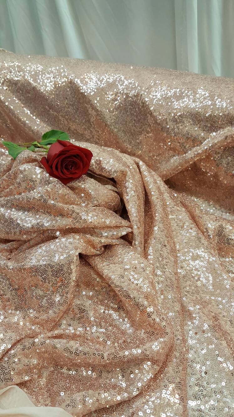 Champagne Gold Sequin Fabric By The Yard Glitz Sequin On Mesh 2 Way Stretch Prom Dress Decoration Background Sequin Fashion