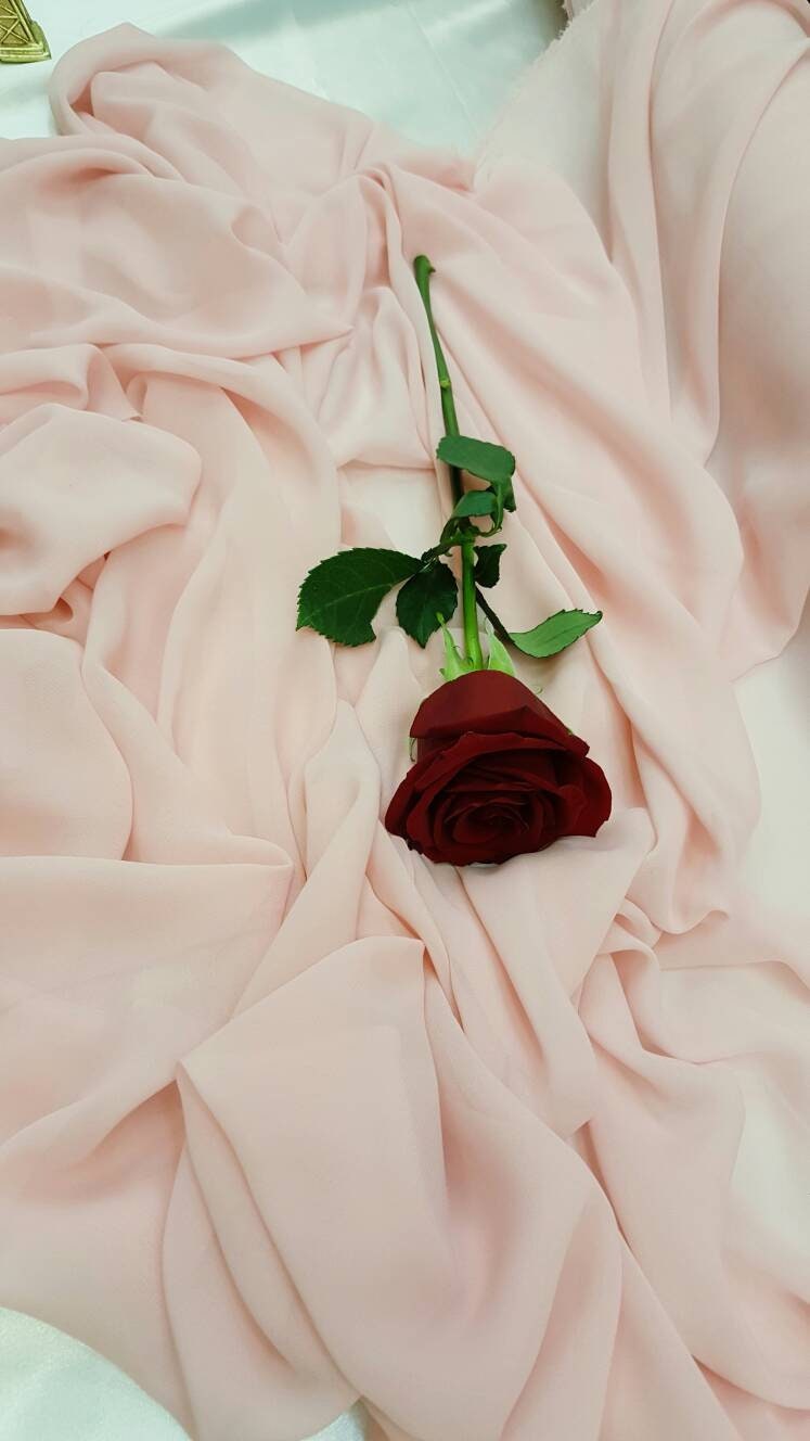 Soft Pink Chiffon Fabric Sold by The yard Ligth weight Sheer Flowy Fabric Decoration Draping Clothing Fashion Soft