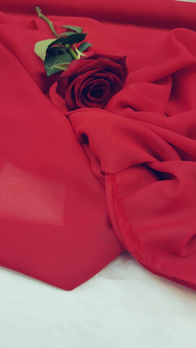 Red Chiffon Fabric Sold by the yard Light Weight Sheer Flowy Decoration Draping Soft