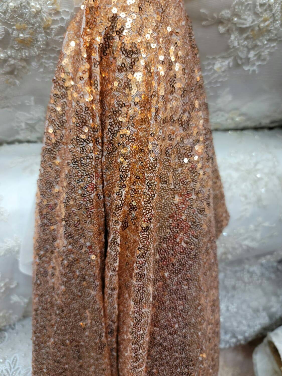 Sequin Fabric By The Yard Glitz Cooper Sequin Fabric Sequin Embroidery On Mesh Draping Clothing Decoration Background
